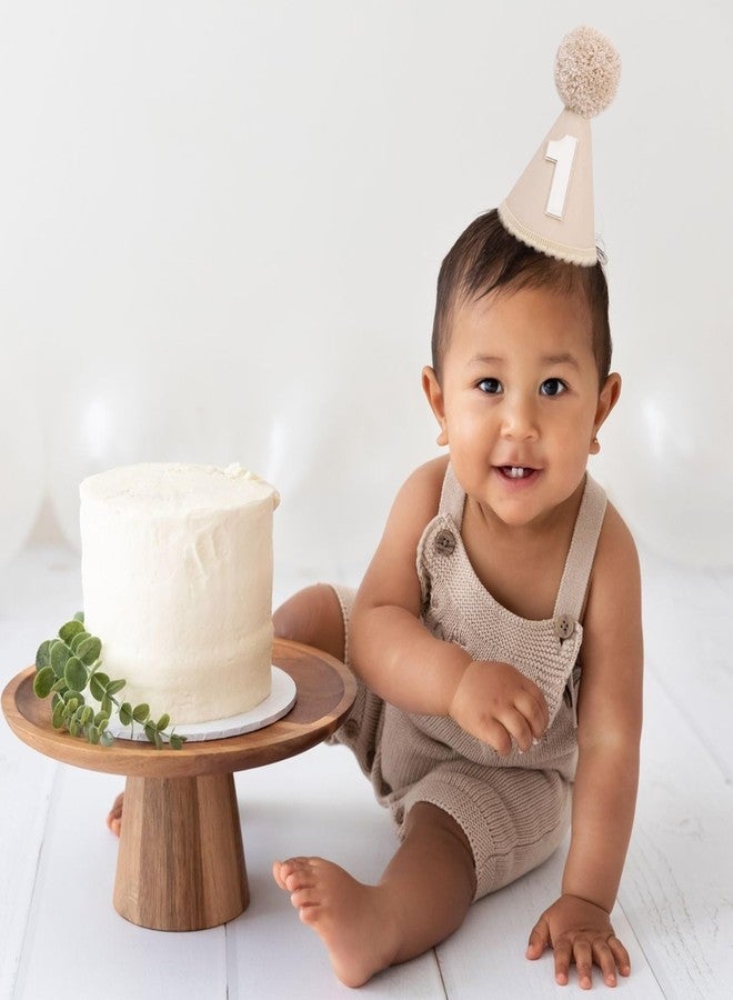 TERJIO Boys 1st Birthday Cone Hat - One Year Old Boy Birthday Decorations, Cake Smash Party Photo Props,Simple First Birthday Party Hat,Conical Hat With Pom Ball.(Khaki 1st Birthday Cone Hat) - Image 5